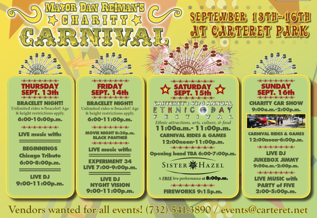 Carteret’s 42nd Annual Ethnic Day and Mayor’s Charity Carnival Return